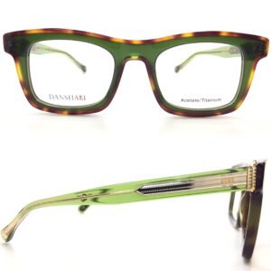 danshari eyewear green and tortoise shell plastic with gold metal hardware