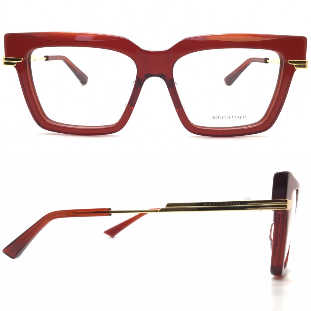 red plastic square eyeglasses