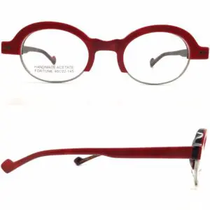 oval eyeglasses red plastic top heavy for after an eye exam