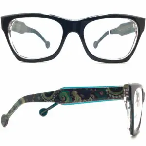 green plastic modified cat eye glasses