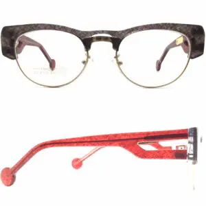grey gold red eyeglasses