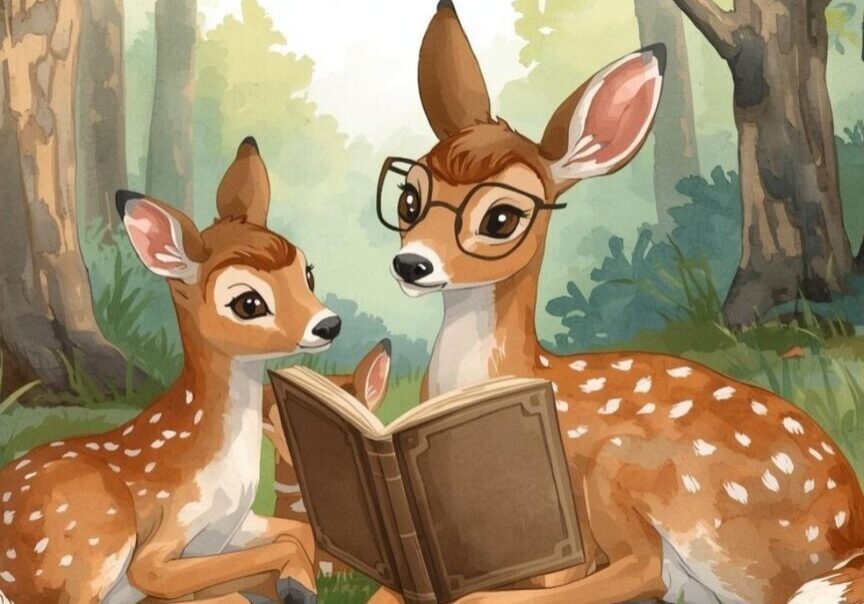 mama deer reading to fawn march 2026
